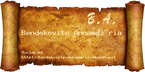 Bendekovits Annamária névjegykártya